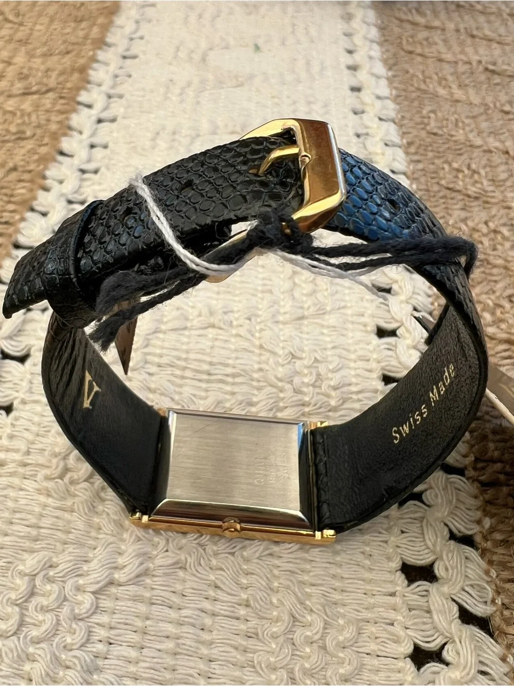Rare Vintage 80’s Valentino Black and Gold Rectangular Watch
